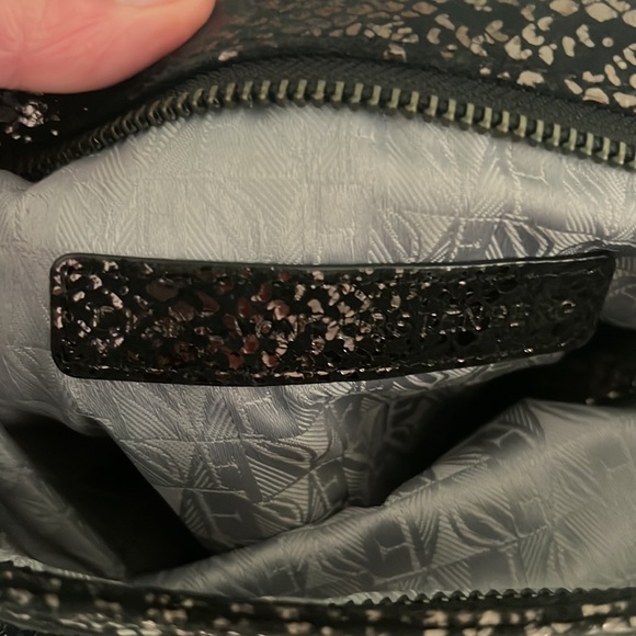 Diane von Furstenberg snakeskin clutch purse with stud detail & magnetic closure